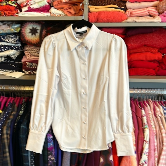 Boston Proper white button down blouse size XS. NWOT - Picture 1 of 4